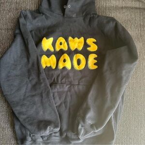 Black Hoodie with Yellow KAWS MADE Design